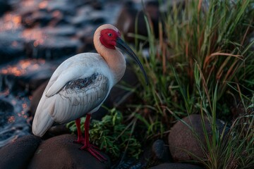 Fototapeta premium This image shows a Buff-necked Ibis from the side as it walks on the ground in the Pantanal Wetlands, Mato Grosso, Brazil