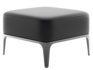 Sleek, square ottoman with chrome legs