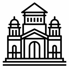 Architectural Building Outline Vector Icon A Detailed Line Drawing of a Classic Structure, Perfect for Design Projects and Presentations.
