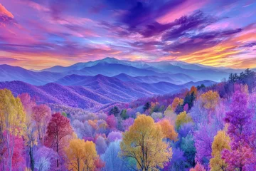 Gordijnen The autumn landscape of Smoky Mountains National Park in Tennessee, USA © Антон Сальников