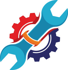 Mechanical Engineering Logo, Repair Service Icon, Industrial Maintenance Symbol