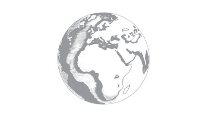 Hand-drawn Earth Globe Depicting Continents and Oceans