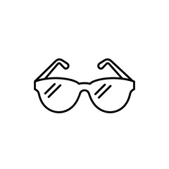 Minimalist line drawing of stylish sunglasses on a white background  
