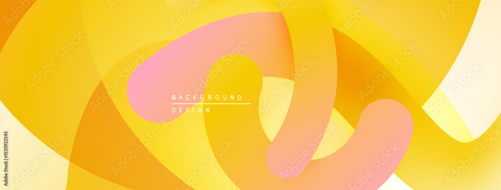 Aufkleber Abstract yellow, orange, pink design. Smooth shapes overlap creating dynamic visual effect. Modern background for presentations, websites.