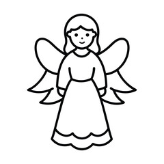 Christmas Angel Line Art Vector Illustration