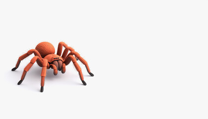Fototapeta premium Realistic 3d tarantula spider with detailed features poised on a clean white background offering ample copy space