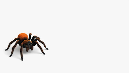 Adorable 3d tarantula spider with fluffy appearance and detailed features isolated on a bright white background