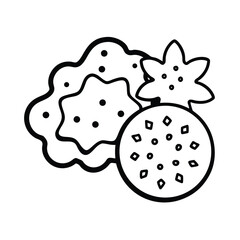 Christmas Cookies Line Art Vector Illustration