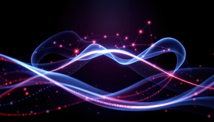 create a digital art piece featuring a futuristic abstract network connection structure with big data visualization