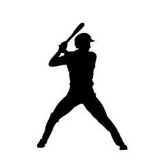 Baseball players vector silhouette Isolated on white 