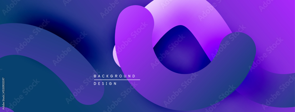Aufkleber Abstract fluid shapes, purple hues dominate. Gradient blends create dynamic visual effect. Modern design element for backgrounds.