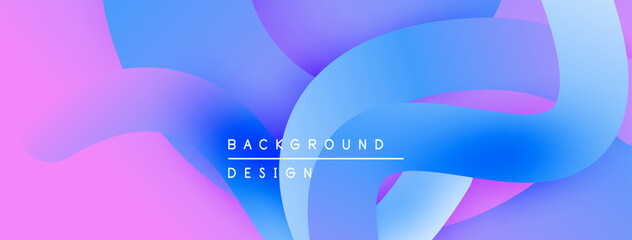 Abstract fluid shapes blend pink, purple, blue hues. Modern design evokes movement, energy, soft gradients. Background features text background, design.