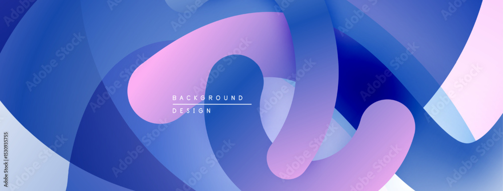Poster abstract fluid shapes, vibrant blues, purples, whites blend. modern design creates dynamic visual ex