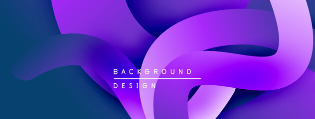 Abstract purple waves create dynamic background. Smooth gradients blend, offering modern design element. Minimalist text present.