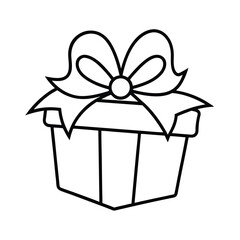 Christmas Present Ribbon Line Art Vector Illustration