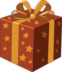 Wrapped red and golden gift boxes with gold ribbon and bow for Christmas and birthday celebrations