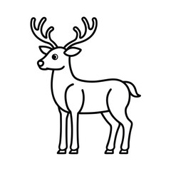 Christmas Reindeer Line Art Vector Illustration