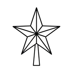 Christmas Tree Topper Star Line Art Vector Illustration