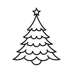Christmas Tree Line Art Vector Illustration