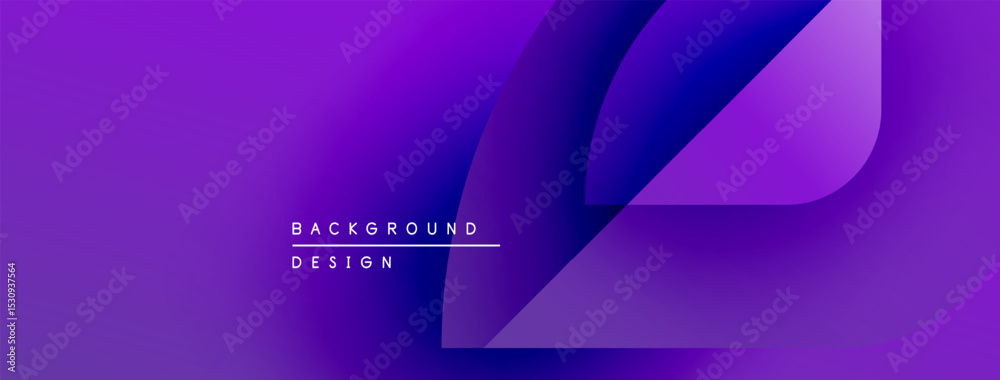 Fototapete Abstract purple background design. Gradient shapes overlap creating modern visual effect. Text reads background design.