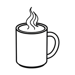Hot Chocolate Mug Line Art Vector Illustration