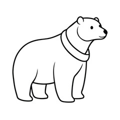 Polar Bear with Scarf Line Art Vector Illustration