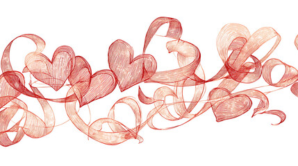 Flowing hearts and ribbons in a romantic design, perfect for Valentine's Day or love-themed projects