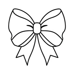 Red Christmas Bow Line Art Vector Illustration