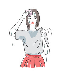 大量の発汗で困っている若い女性