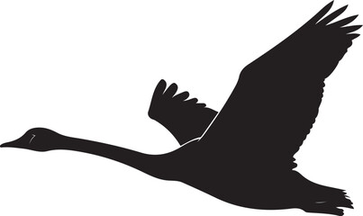 Swan in flight elegant silhouette artwork, Flying swan minimal bird illustration