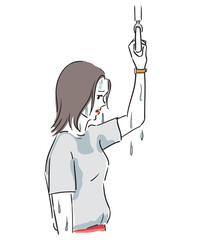 大量の発汗で困っている若い女性