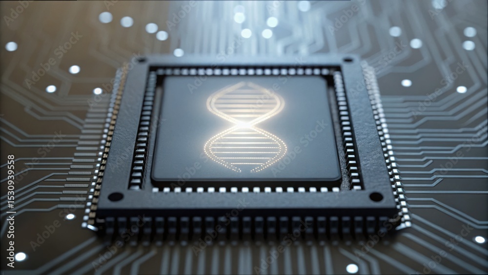 Aufkleber futuristic circuit board with dna double helix design element