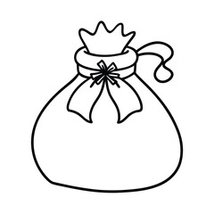 Santa's Bag of Gifts Line Art Vector Illustration