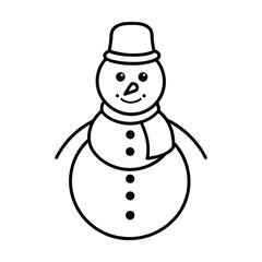 Snowman Line Art Vector Illustration