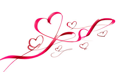 Colorful swirling hearts and ribbons on a white background, symbolizing love and affection