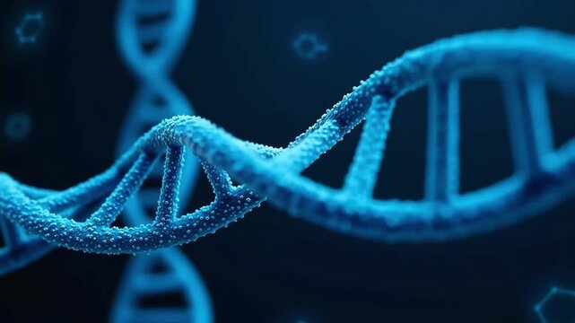 Animated DNA strand in blue hues for medical or scientific visualization projects biology genetics research and development visuals.