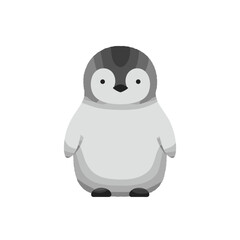 Minimalist graphic of a penguin with grayscale shading on a plain white background