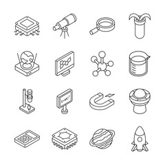 Check out modern pack showing science and technology study isometric icons