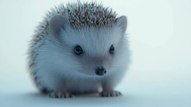 Cute and fuzzy baby hedgehog looking forward.