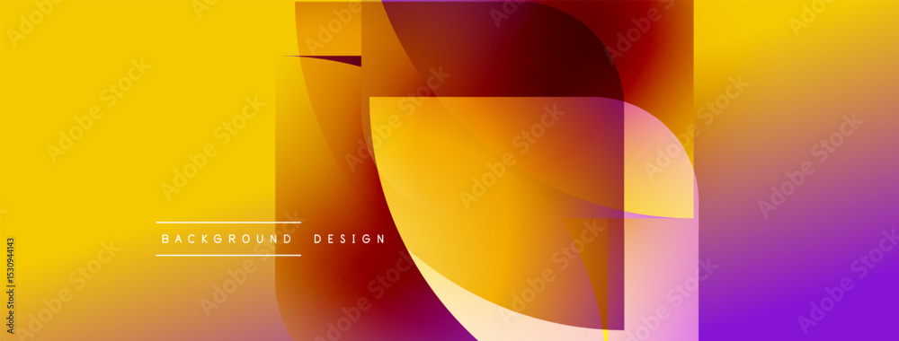 Aufkleber Abstract vibrant design features overlapping shapes, gradients. Yellows, oranges, purples blend creating dynamic visual effect. Modern aesthetic.