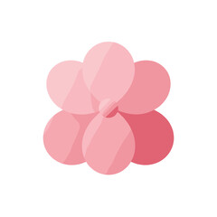 Fototapeta premium Stylized pink flower graphic with overlapping rounded petals on a clean white background