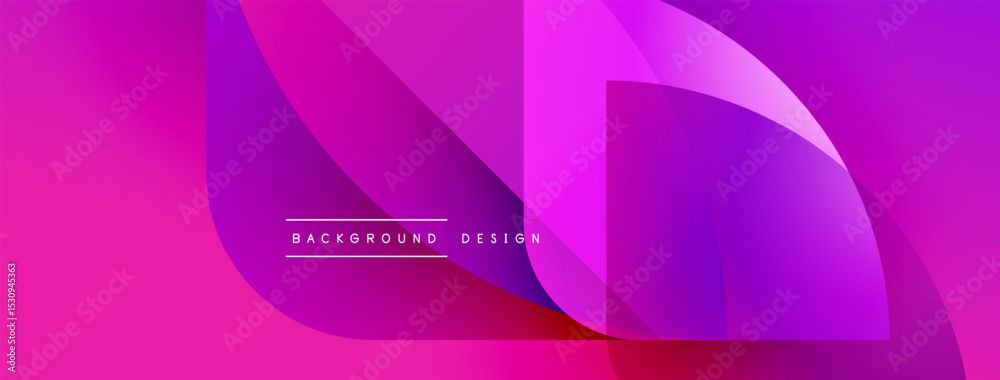 Poster Abstract vibrant pink purple gradient. Overlapping shapes create dynamic visual effect. Minimalist text reads background design. Modern aesthetic.