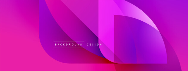 Fototapeta premium Abstract vibrant pink purple gradient. Overlapping shapes create dynamic visual effect. Minimalist text reads background design. Modern aesthetic.