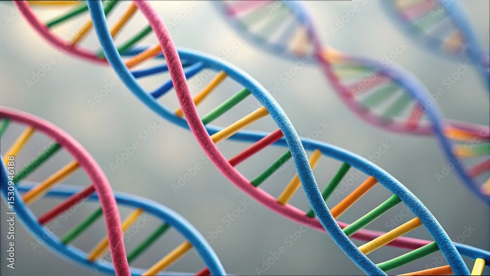 Poster colorful dna strands representing genetic connection and structure