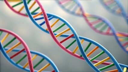 Colorful DNA Strands Representing Genetic Connection and Structure