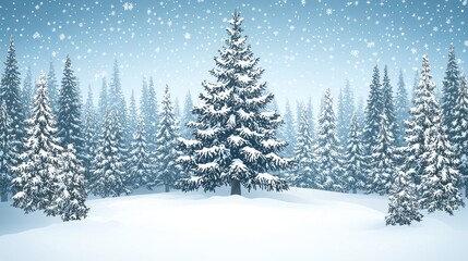 Winter forest scene with snowfall (1)