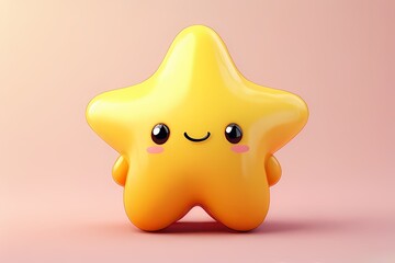 Rounded star with gentle curves, sleepy expression, and gradient from lemon yellow to peach