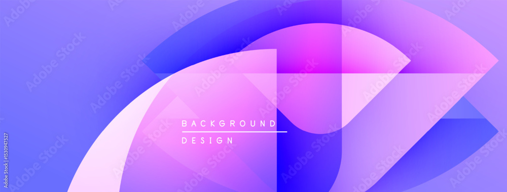 Leinwandbilder Abstract background features overlapping rounded shapes. Gradient colorspurple, pink, bluecreate dynamic visual effect. Text reads background design.