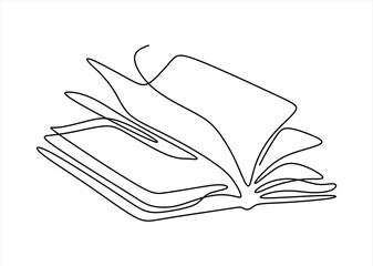 Open Book Continuous Line Drawing. Continuous Line. line icon-continuous line drawing. Editable stroke.
