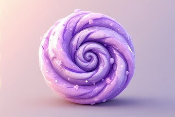Mini swirl cone spiral in lavender with candy shine and star freckles — like a playful galaxy twist.